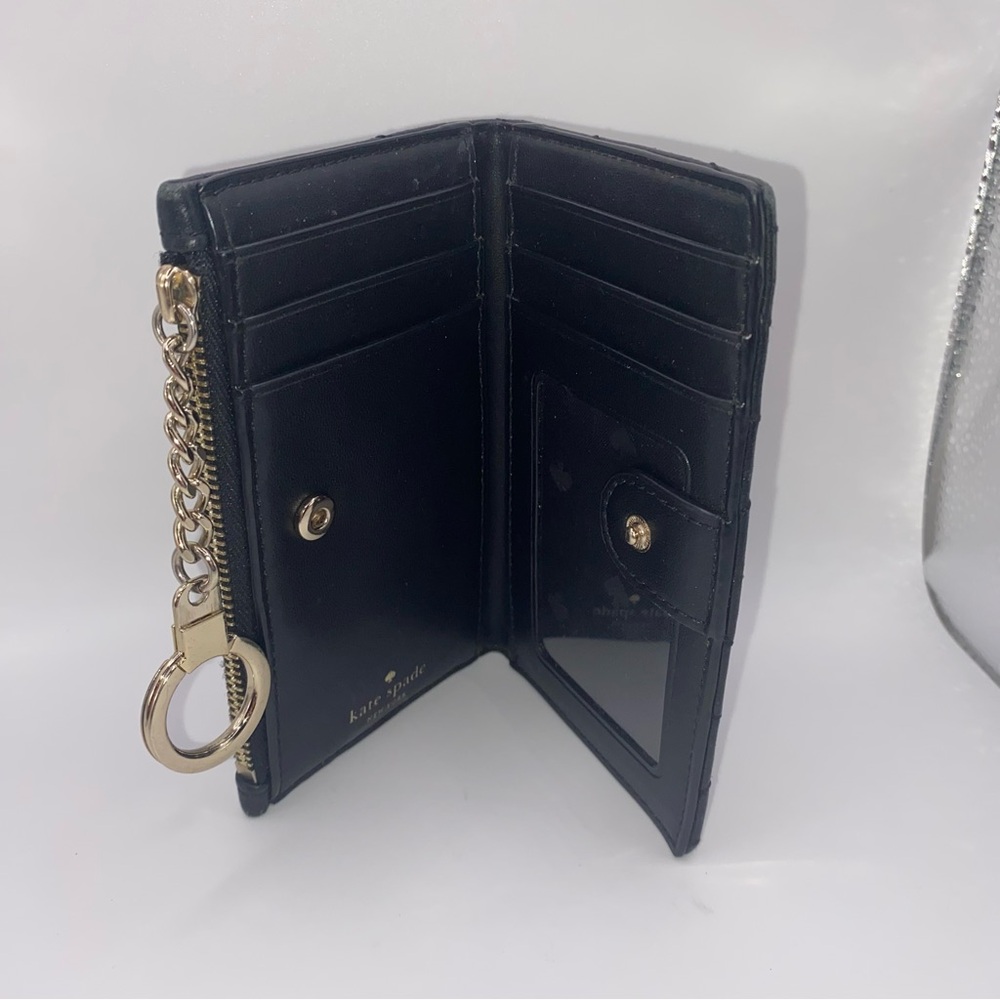 KATE SPADE NEW YORK Briar Lane Quilted Black Wallet Keychain /Coin Purse/ID - Picture 8 of 9